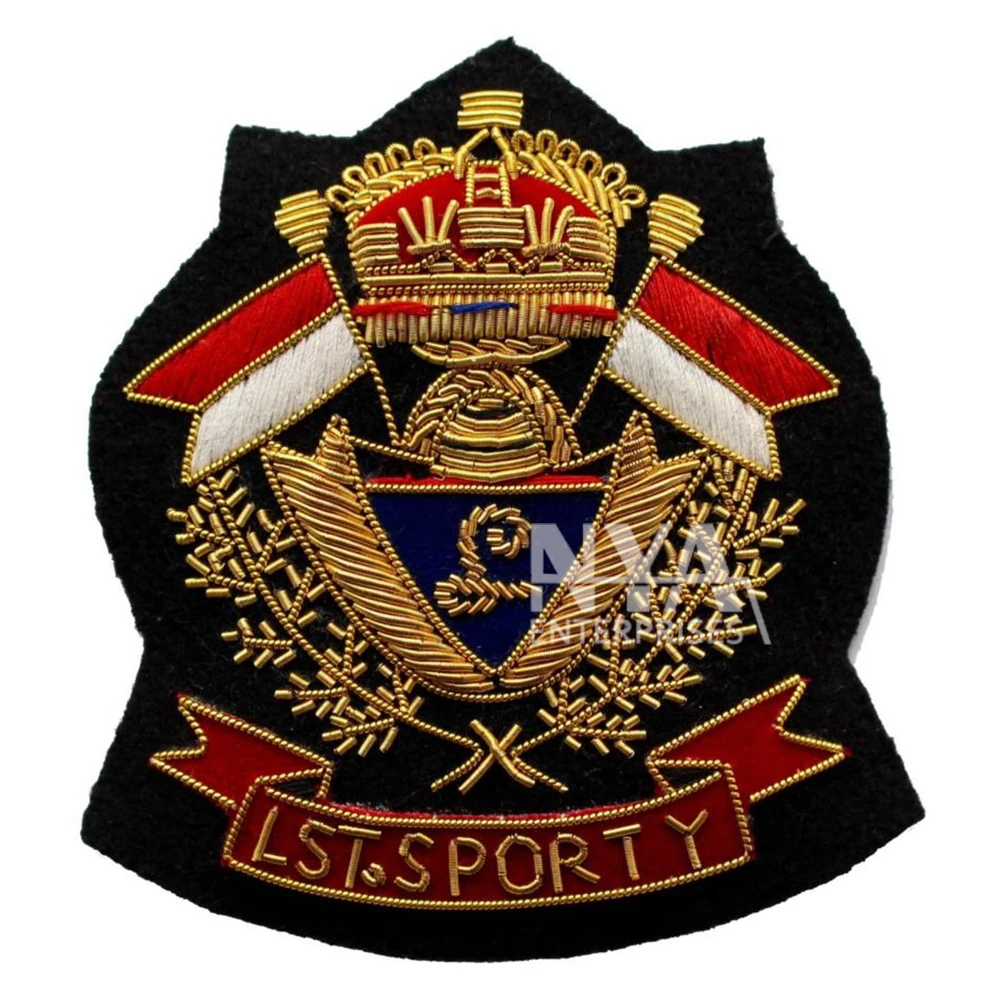 LST SPORTY Custom Made College Style Badges Hand-Embroidered Crest Pocket Embroidered Patch Magnetic Personalized Cheap Supply