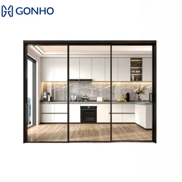 Gonho French Aluminum Sliding Door Interior Soundproof Interior Sliding Door Room Dividers Interior Doors Sliding In Glass
