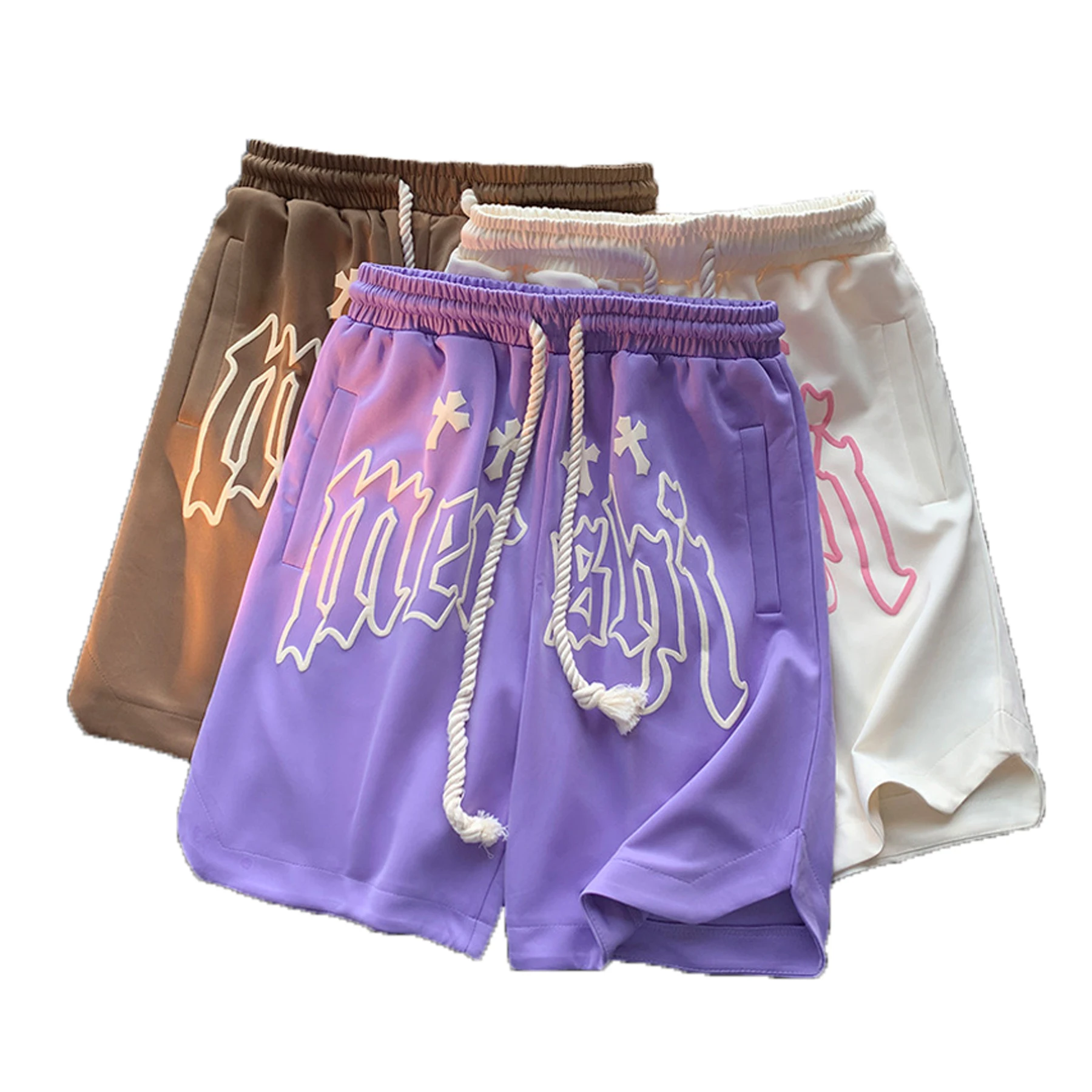 Men Summer 100% Cotton Gym Running French Terry Sweat Shorts for Men Streetwear Custom Puff Print Basketball Shorts