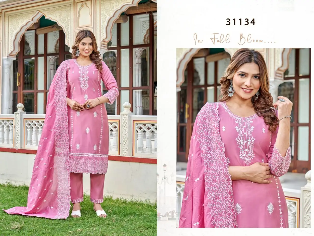 High-quality craftsmanship Traditional Pakistani Style Kurti set with contemporary flair 4 pcs threaded embroidery kurta set