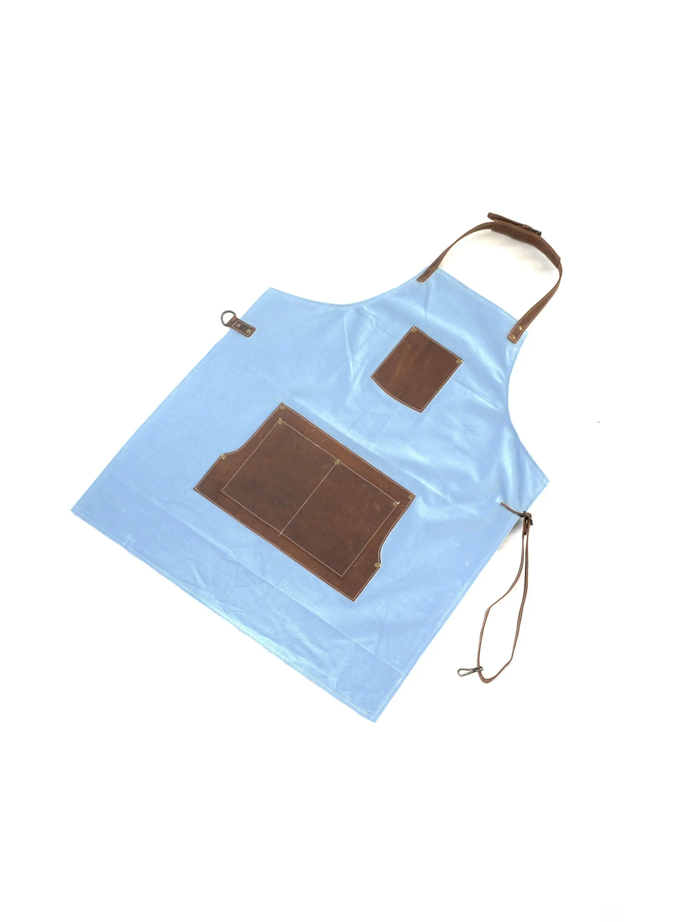 Hot sale restaurant work uniforms shop overalls denim apron with tool pockets for barista barber apron for men