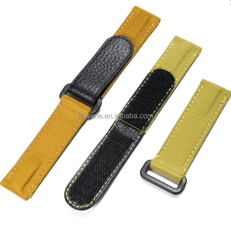 Custom Men Women breathability Soft Genuine Leather and quality Nylon Replacement Wrist Strap 20mm watch band