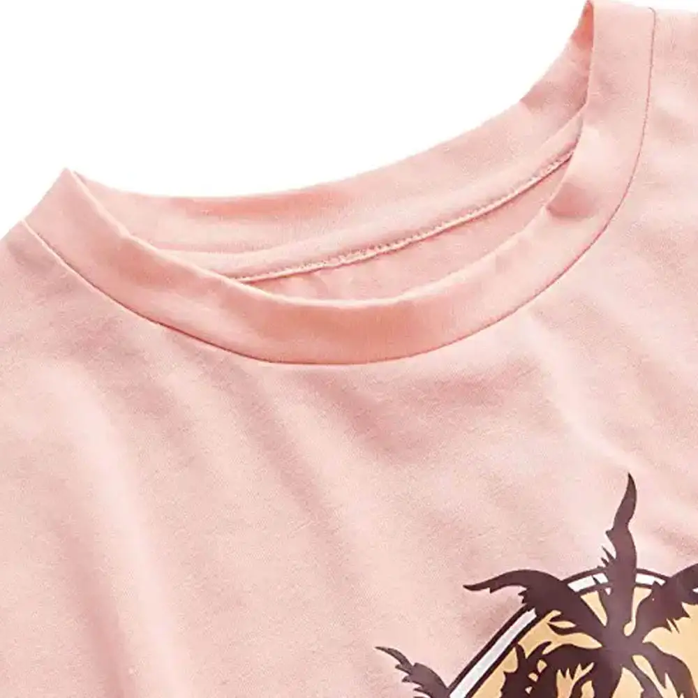 Wholesale Price Women Front Printed Oversized Crop Top t-Shirt 100% Cotton Crop Top For Women