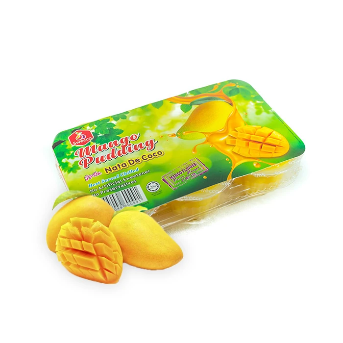 Пудинговая чашка с низким содержанием калорий и манго гладкое кремовое желе настоящим фруктовым соком сертифицировано