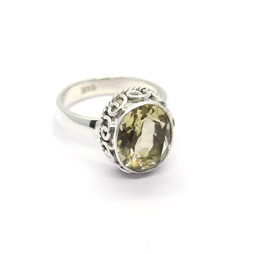 Fashion Jewelry Sterling Silver Rings for Girls Lemon Quartz Handcrafted Jaipur Jewellery Wholesale Natural Gemstones
