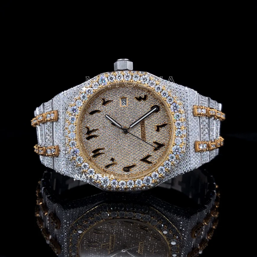 Best Price 41mm Iced Out Watches Luxury Automatic Movement Stainless Steel Iced Out Hip Hop VVS Moissanite Watches For Man Woman