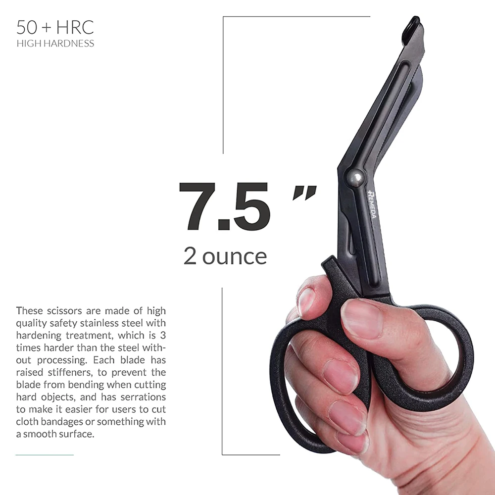 REMEDA Medical Shears Safety Medical Scissors with Blunt Tip and Serrated Blade 50 HRC Available in Multi Colours