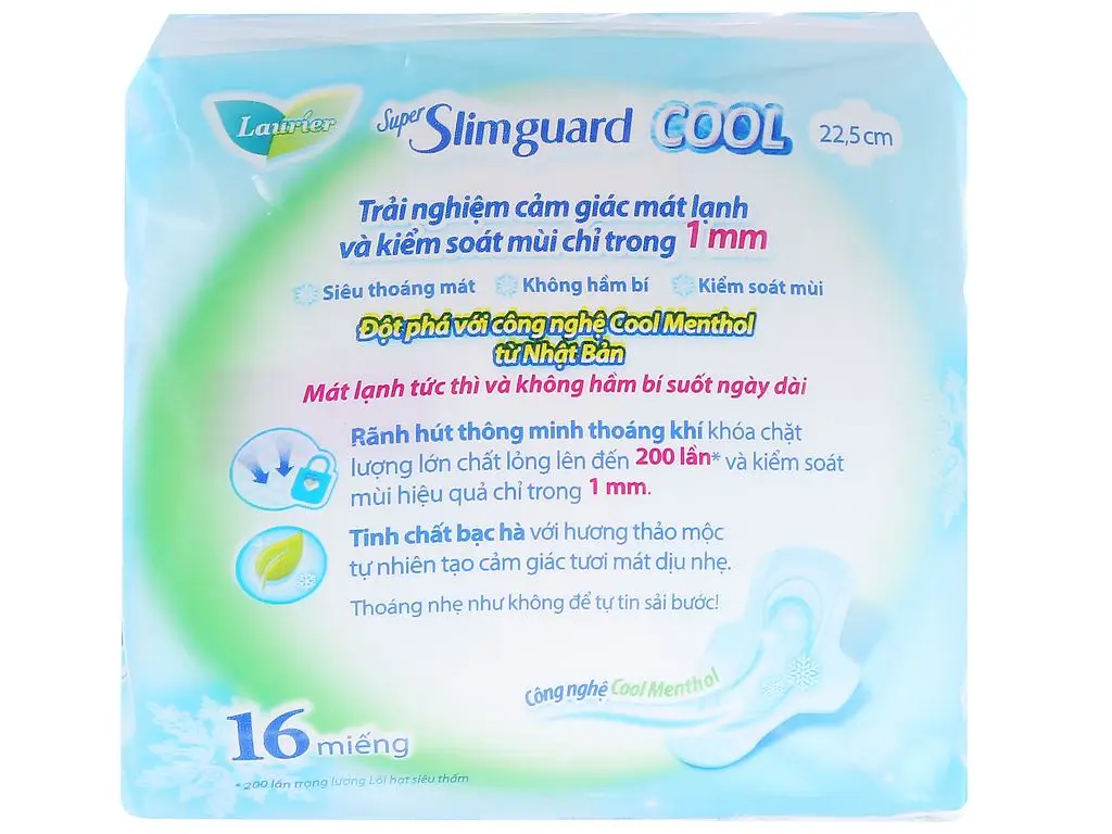 Laurier Super Slimguard Cool Tampons ultra-thin winged 16 pieces