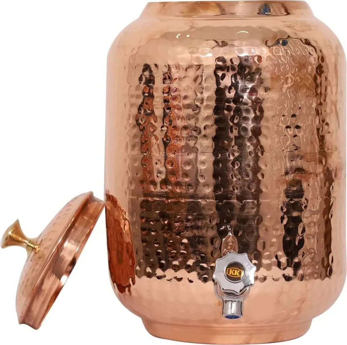 Pure copper drinkware water dispenser  8L hammered  ayurveda health healing 8 Liter storage capacity water container
