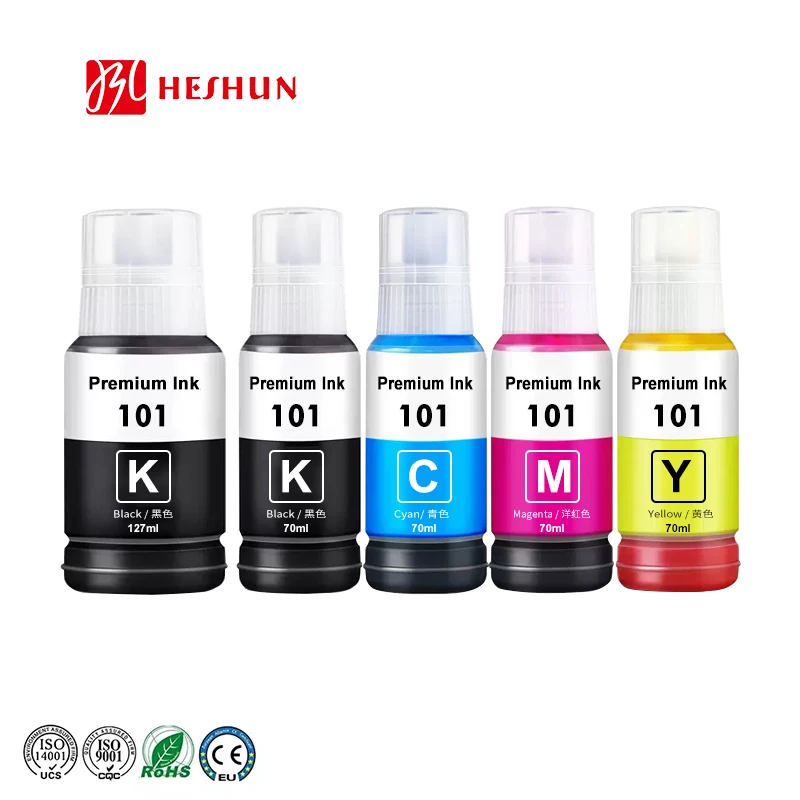 HESHUN 101 Premium Color Compatible Bulk Bottle Water Based Refill Ink for Epson EcoTank L6276 L4150 L6170 L6290 Printer Dye Ink
