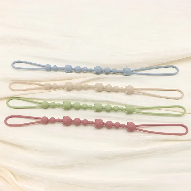 Cute Pacifier Chains With Clip Adjustable Silicone Chain Stretchable Stroller Hanging Strap Food Grade Bottle Safety