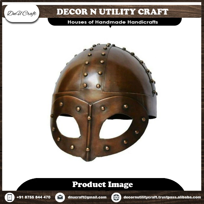 Embrace Medieval Majesty: Beautifully Handcrafted Antique-Style Steel and Brass Knight Helmets Await.