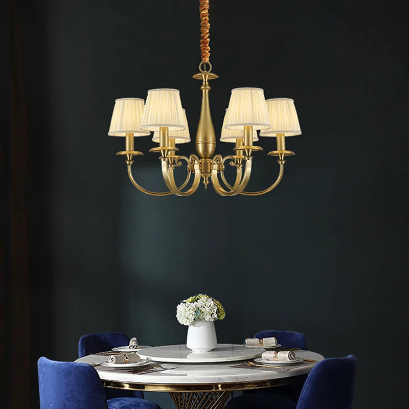 New American-style all-copper chandelier European-style living room avize chandelier modern minimalist creative bedroom  lamps