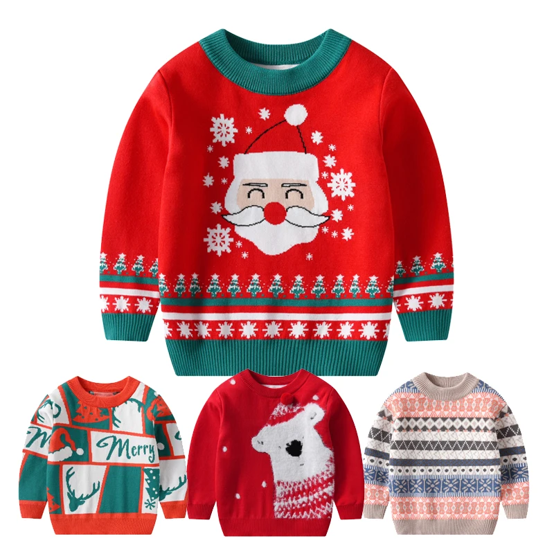 Girls Boys 100% Cotton Kids Ugly Christmas Sweaters Long Sleeve Winter Pullover Clothes Knit Tops