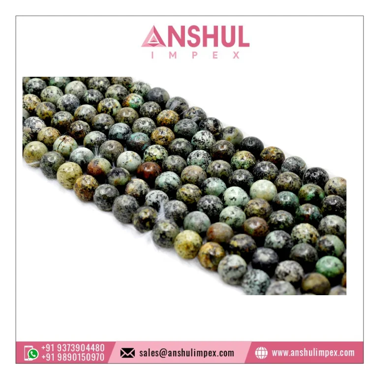 Top Selling Gemstone Decoration Factory Sale African Turquoise 8mm Colorful Natural Stone Round Beads