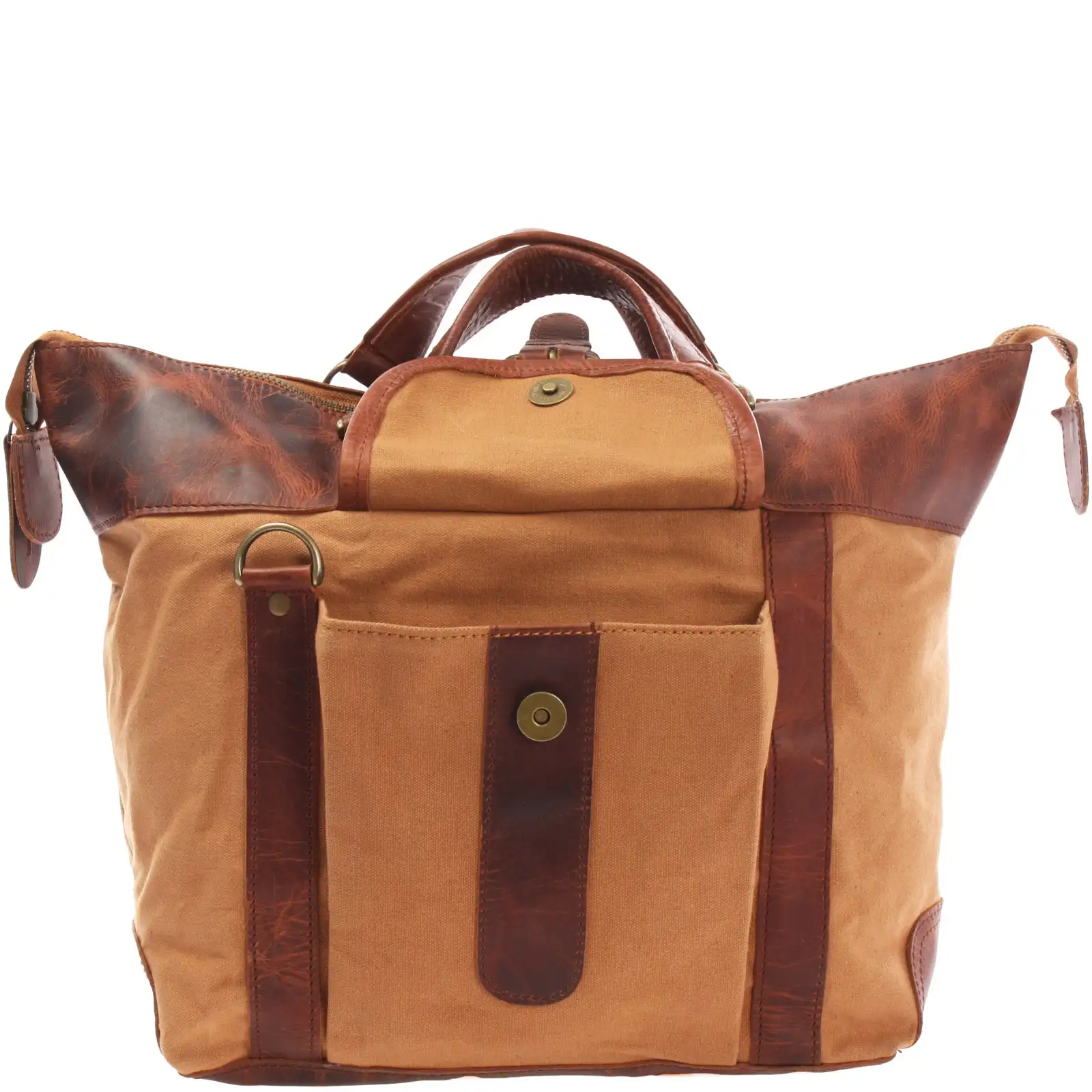 Street Smart Cognac Canvas Sling Bag with Adjustable Removable Sling Front Compartment Magnetic Closure Custom Logo Possible