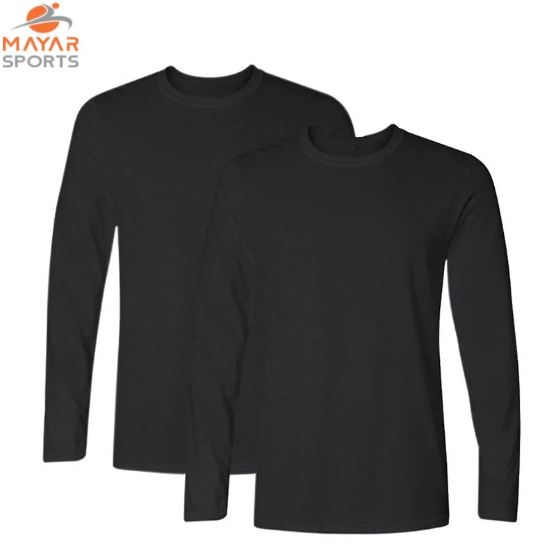Wholesale Spring Autumn 100% Cotton Long Sleeve T-Shirt Men High Quality Solid O-Neck Tops Tees Big Size Boys T-shirts