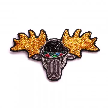 new fashion  hand embroidery bullion wire brooch HAND  fashion brooch custom made jacket patches Caribou pin