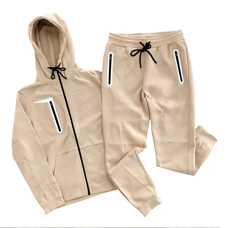 BSCI Manufacturer Wholesale Oversized Cotton Mens Track Suit Sets Custom Zip Up Hoodie Sweatsuit