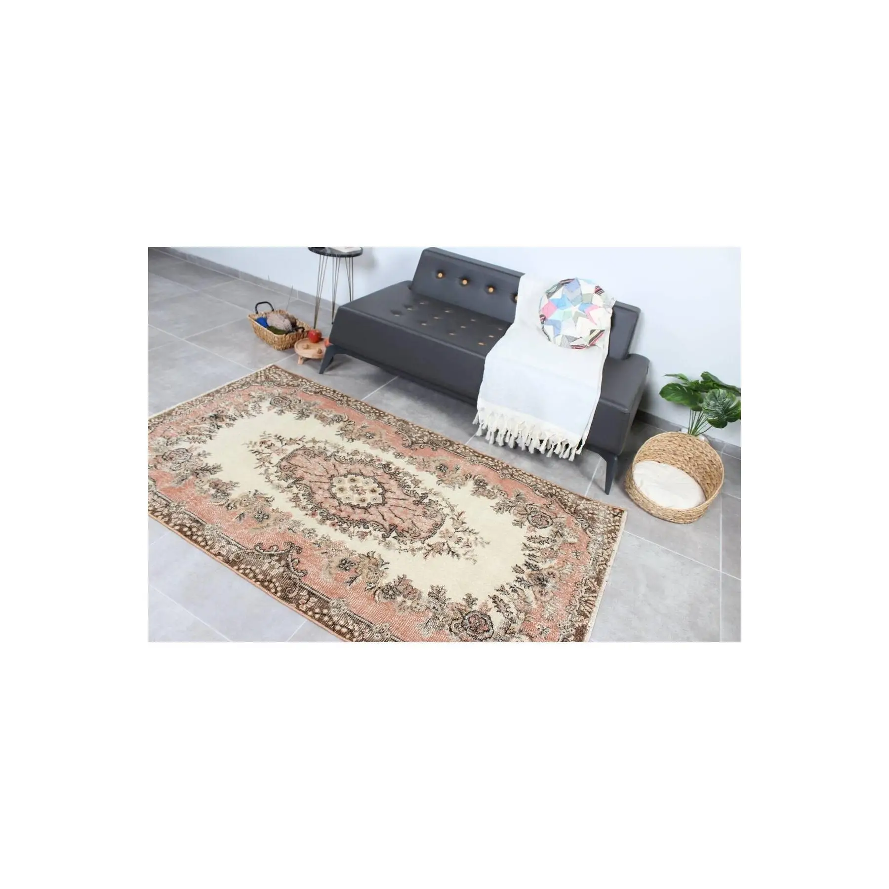 Hand Woven Carpet, Uşak Carpet, 133x294 Cm, Nostalgic Carpet, Red Uşak Carpet,
