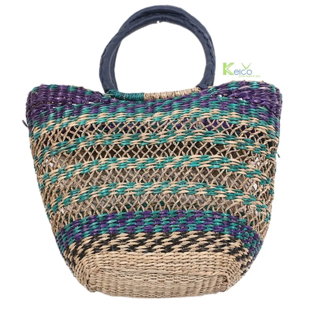 wholesale Rustling Waves and Salty Breezes on a Lazy Beach Day Woven Seagrass Handmade Boho Chic Shoulder Tote Bag