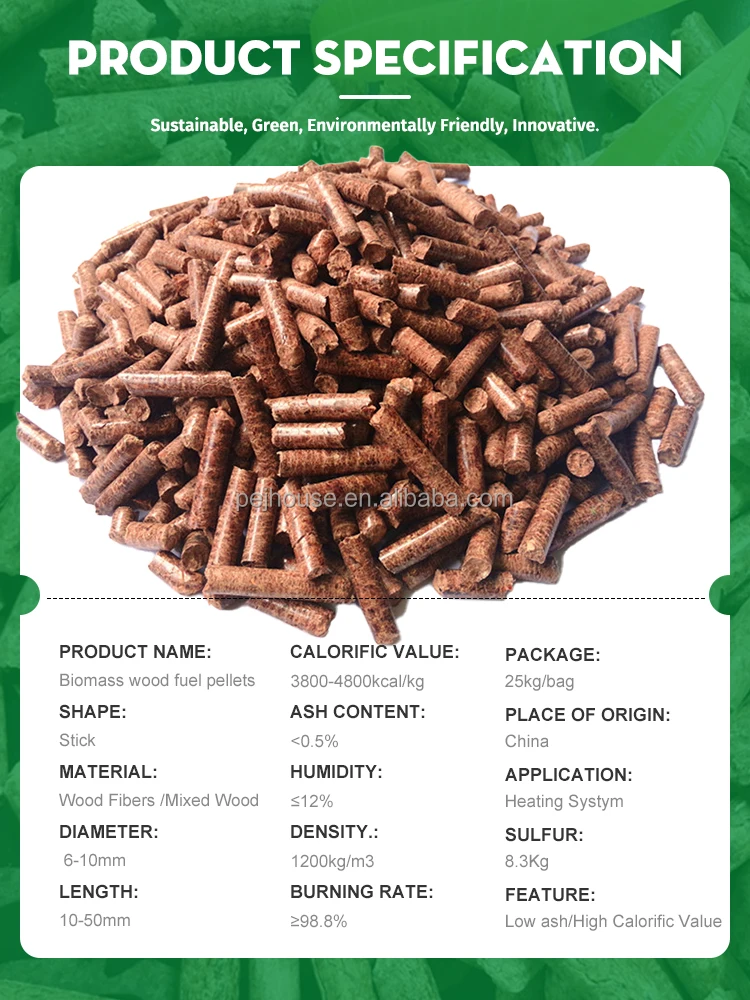 Premium Quality High Calorific Value Low Ash Low moisture 6mm 8mm Stick Shape Biomass Wood Fuel Pellets For Heating System