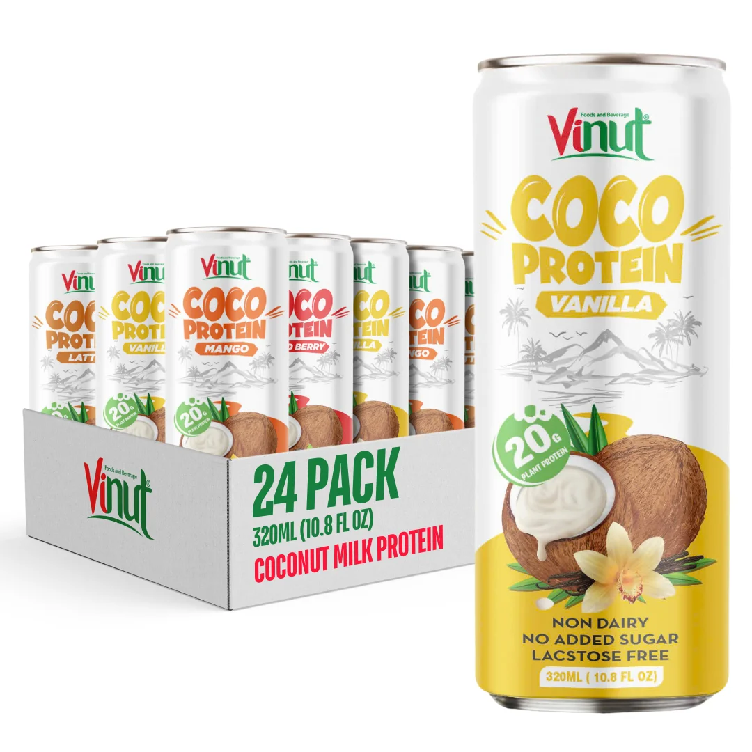 Coconut Protein Milk Vanilla 330ml VINUT Vietnam Manufacture | 20g Protein Wholesale Price  Free Sample Private Label OEMODM