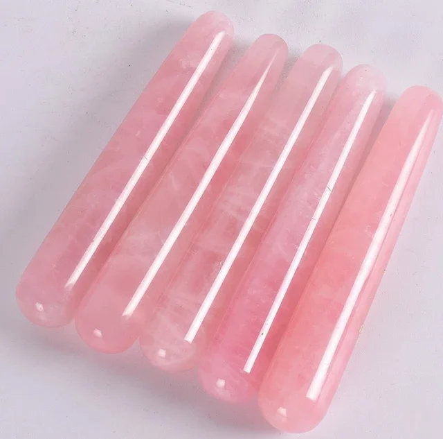 Latest Healing Reiki Crystal Rose Quartz Massage Wand Wholesale Natural Quartz Body Massage Crystal Wands For Meditation