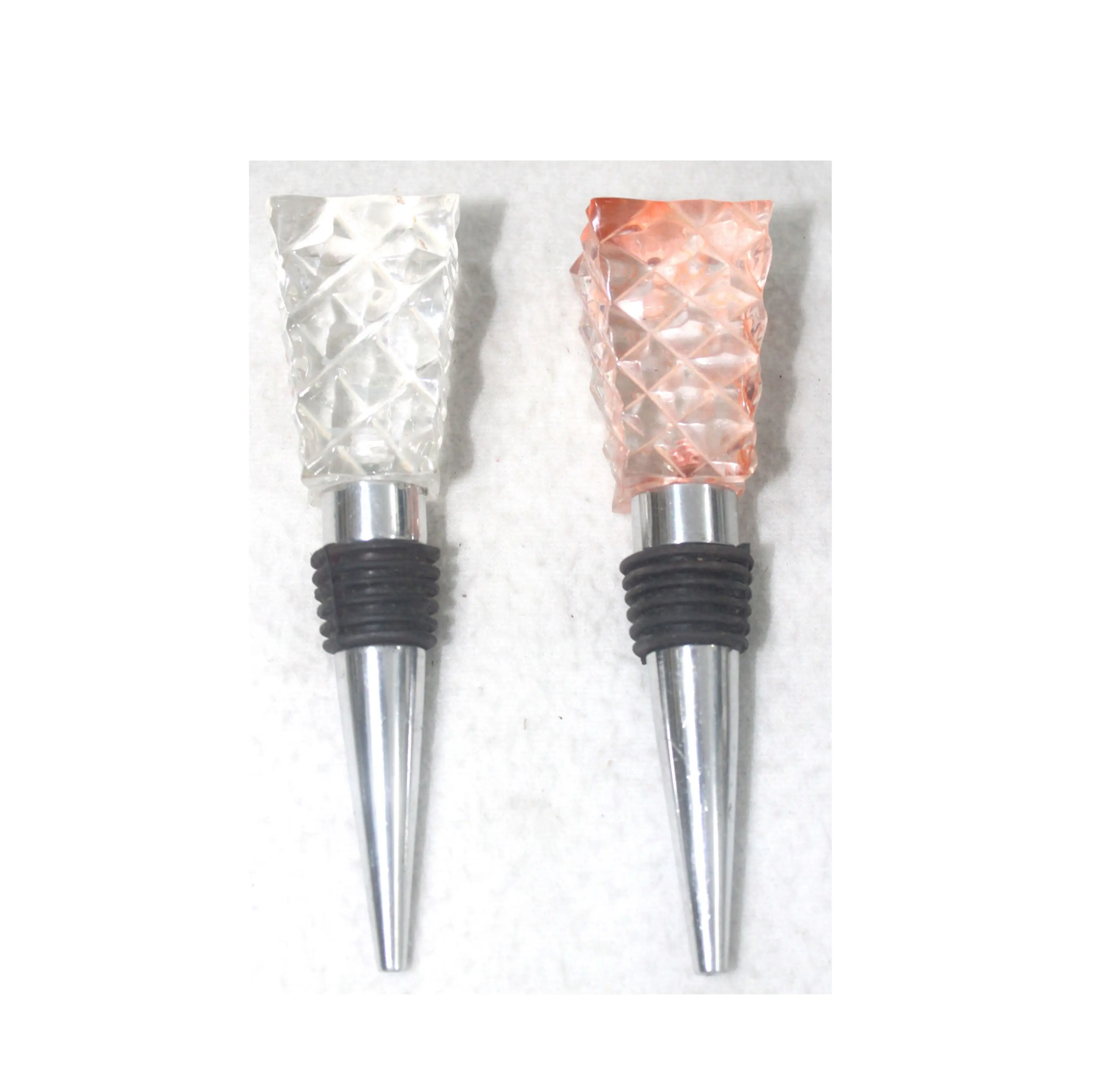 Hot Sale Pink and White Acrylic Metal Bottle Stopper Custom Logo Vacuum Feature for Fresh Wine & Champagne Function