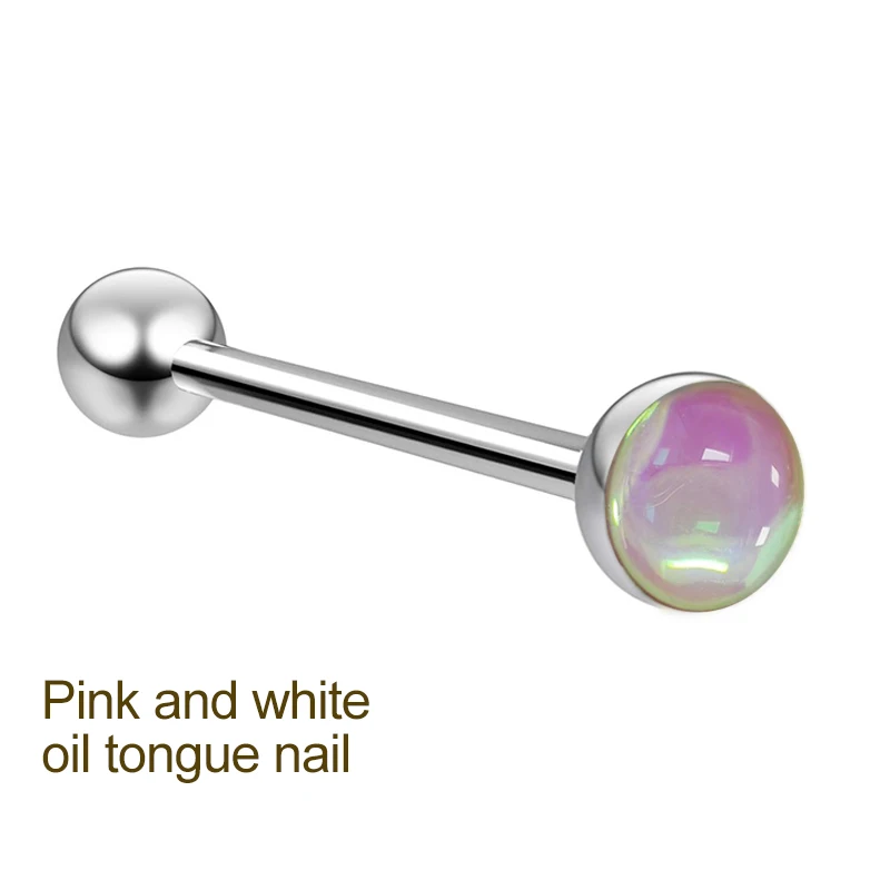 14g Titanium Tongue Stud Piercing Enamel Colorful Straight Fashion Body Jewelry Nose Rings Number Pattern External Thread