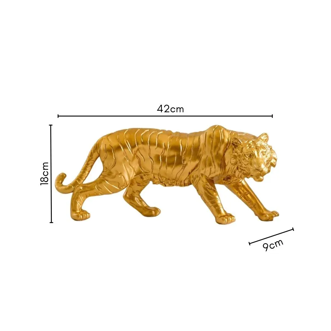 Golden Royal Bengal Tiger Resin Showpiece with Smooth Metallic Finishing for Home Decor Living Room Perfect for Gifting