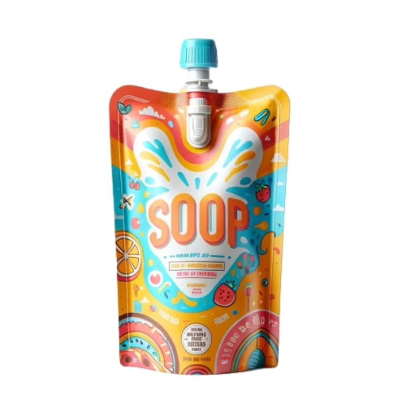 Custom Printed Spout Bag Vertical Packaging Milk Tea Juice Drink Bag Plastic Packaging Reusable Liquid Bag