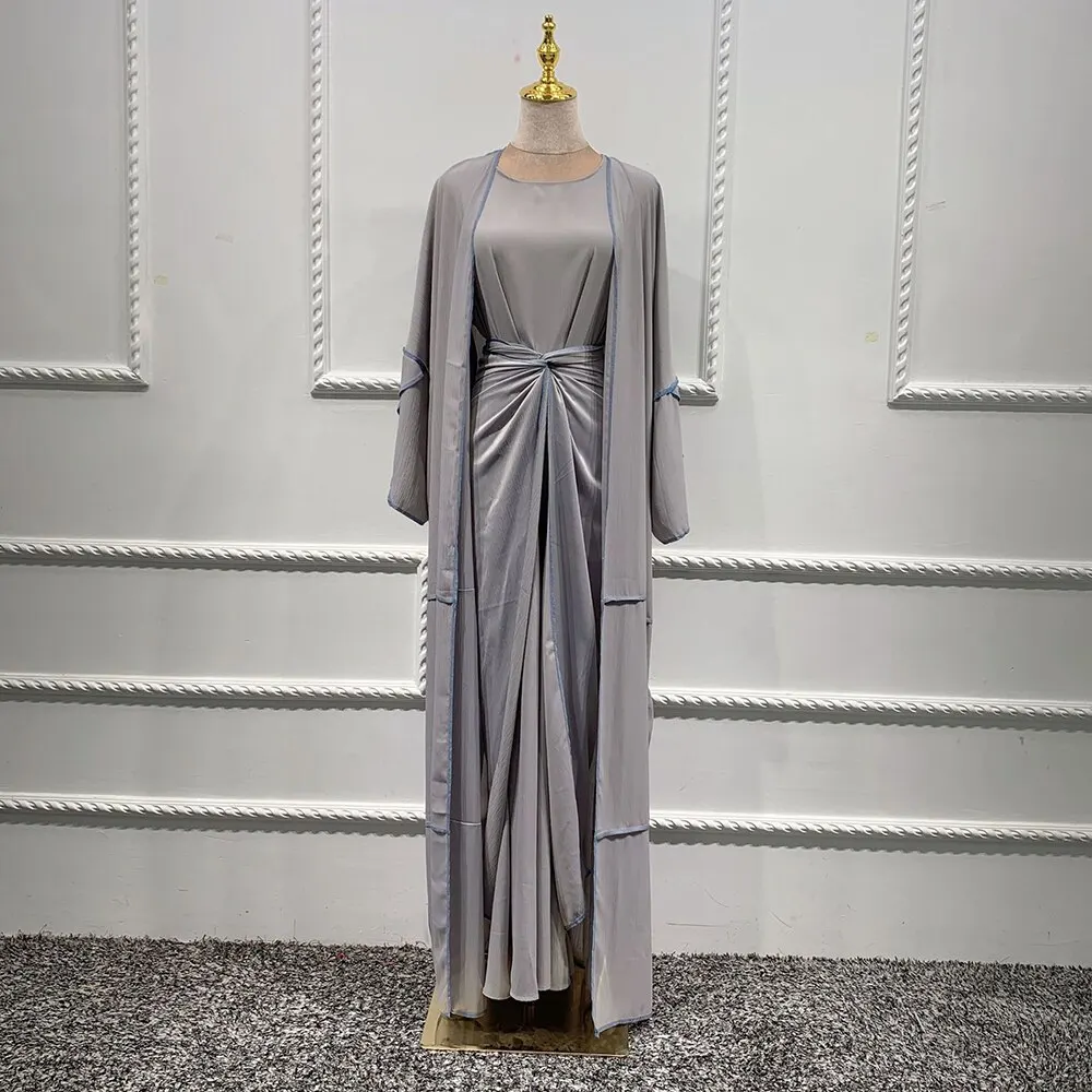 2022 new turkey African robes kaftan abaya style satin silk long gown evening party casual dress