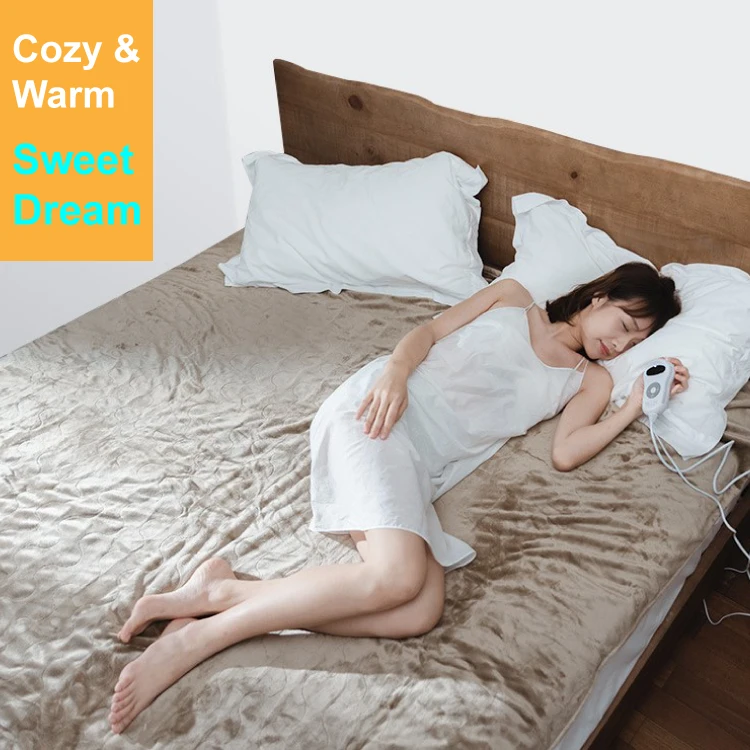 Custom Machine Washable Soft Flannel Fleece Electric Heated Blanket Heated Mattress with Temperature and Timing Controller