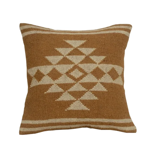 Decorative Indian Wholesale Woven Cushion Cover 100% Organic Wool Jute Pillow Cover Sofa Couch Vintage Kilim  Embroidered Pillow