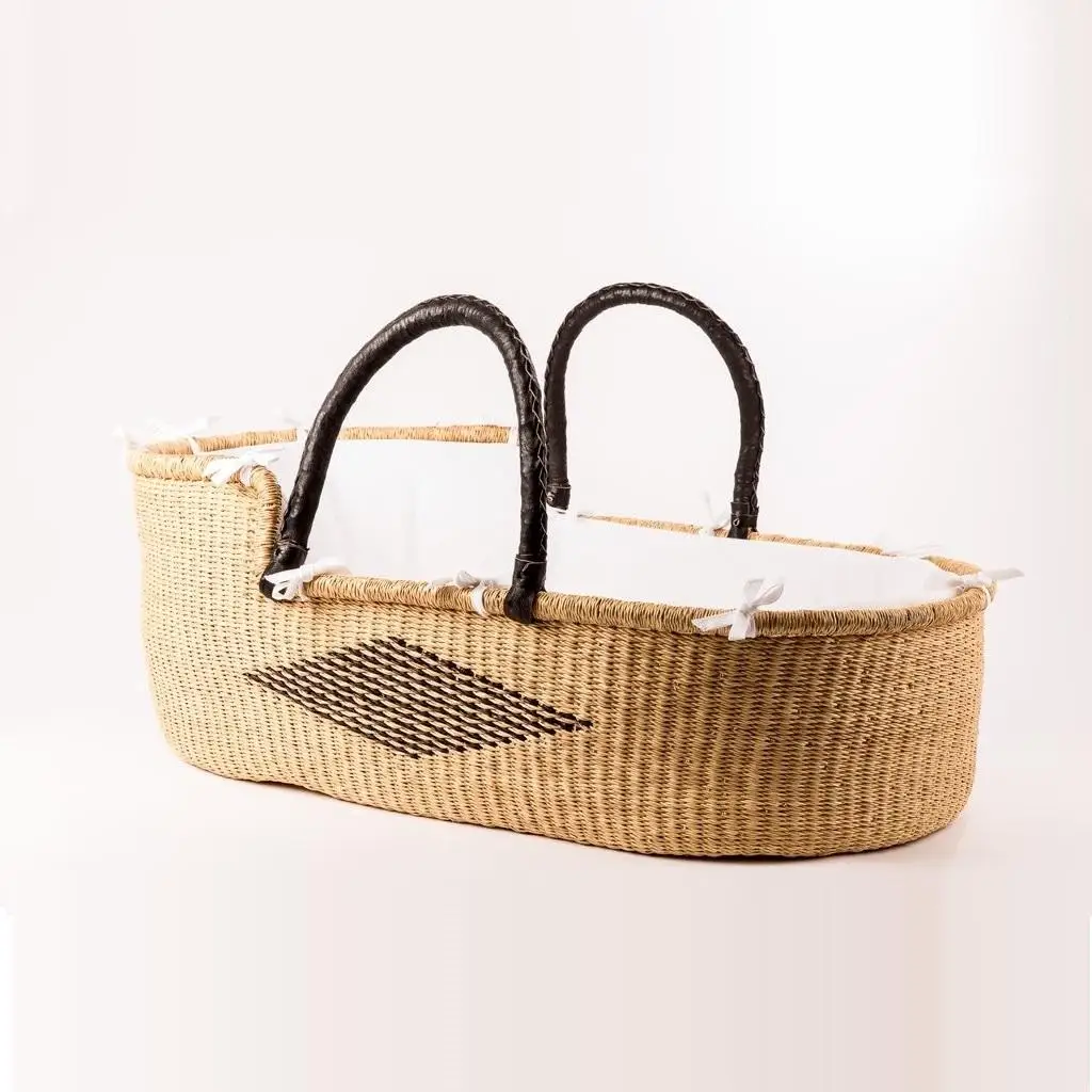 Eco friendly seagrass baby moses basket natural woven handmade bassinet baskets for babies