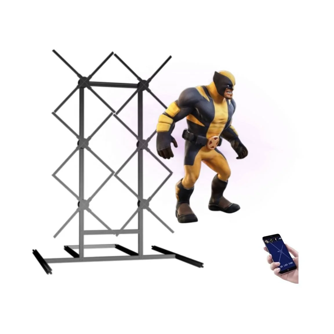 3D Hologram Projector 65cm 3*3 2*3 Display Led Fan 3D Animated Advertising Hologram Equipment Led Fan Splicing