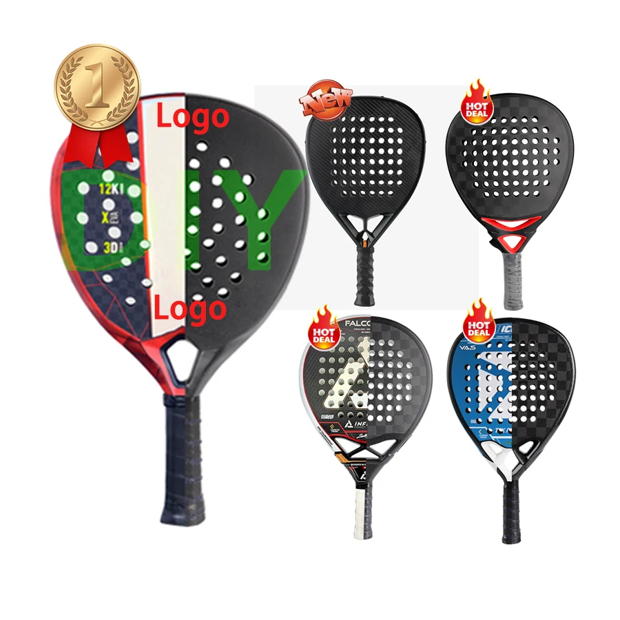 Настраиваемый логотип Алмазная круглая Теннисная ракетка 12K18K Pala De Padel