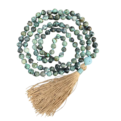 stone mala beads African Turquoise healing natural stone mala necklaces mala beads 108 natural gemstones crystal agate