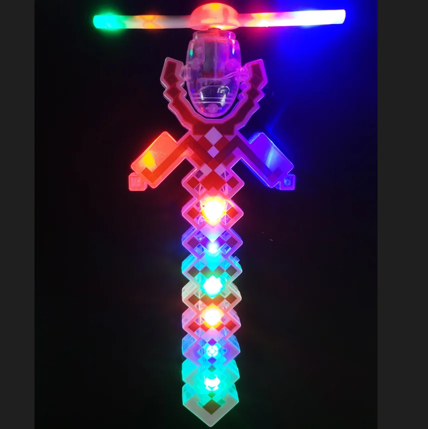 2024 Hot Flashing light up Pixel spinner Windmill LED Light up Swivel Fan led spinning windmill wand toy for kids