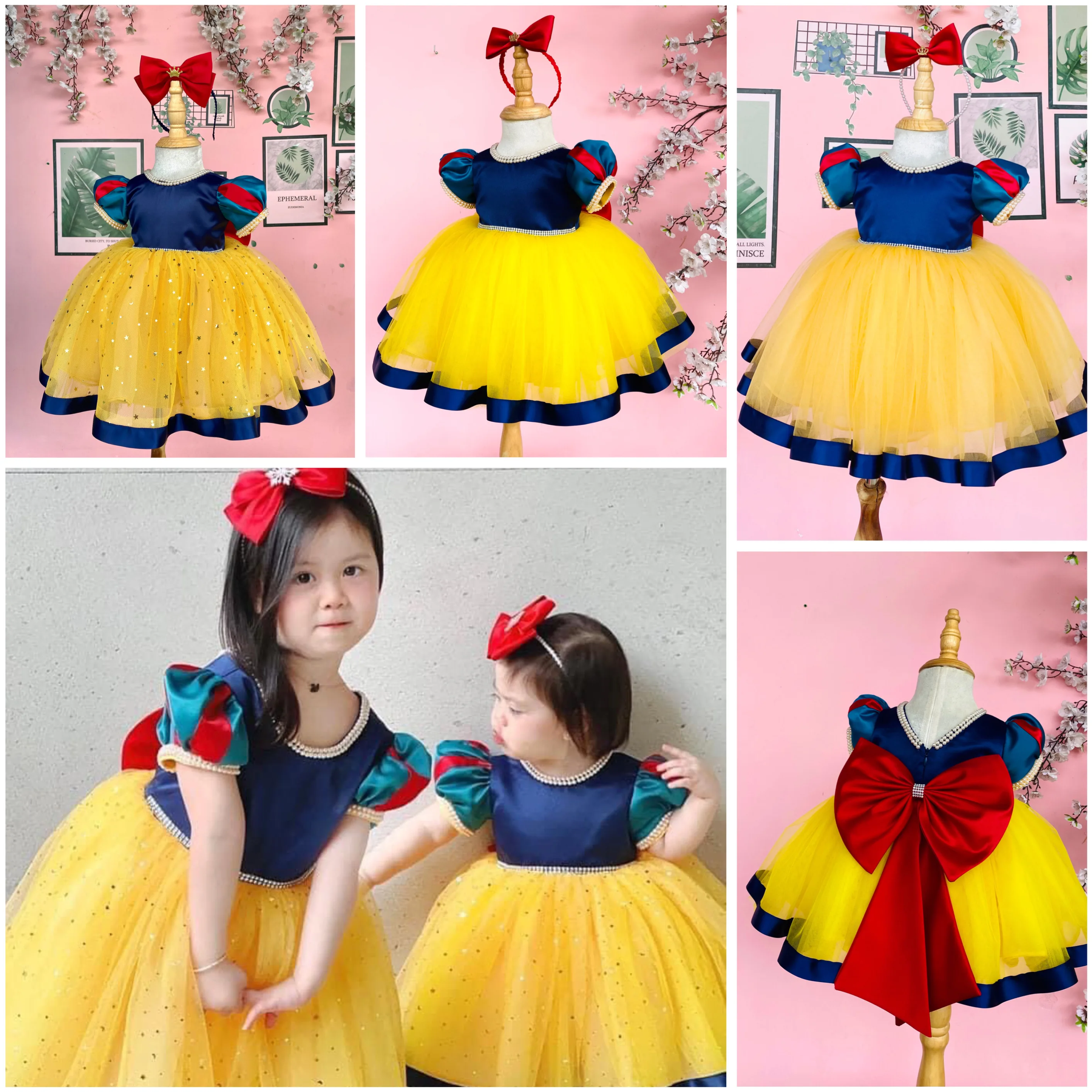 2 Top-Notch Large Size Snow White Cartoon Costume Beaded Princess Dress for Baby Girls for Party OEM ODM from Vietnam