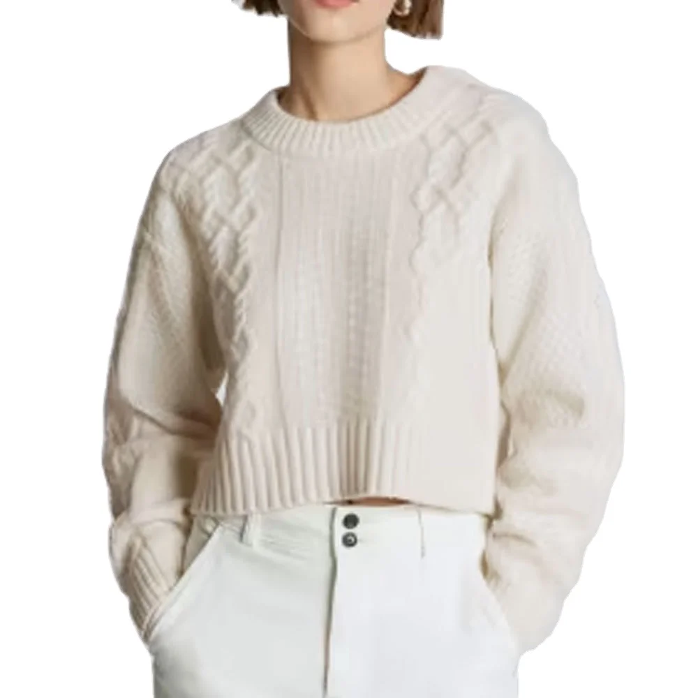 2024 High Quality New Arrivals custom Round Neck Pullover Exposed Long Sleeve Sweater Women Trending Fashion