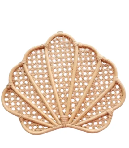 Wholesales Wicker Handmade Woven Natural Kids Hanging Wall Decor Rattan Boho Nursery Ornament Bedroom