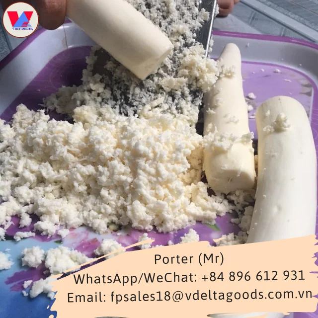 Vietnamese frozen grated cassava/ Common ingredients for Specialty food (khoai mi bao dong lanh) Holiday