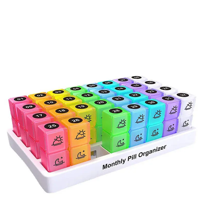 New 2023 AM PM Big Eco Friendly Modern 30 Day Extra Weekly Large Box Monthly Pill Organizer