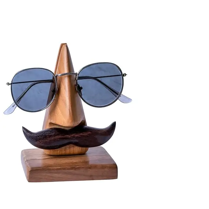 Rosewood Wood Brown Handcrafted Nose Shaped Goggle Spectacle/Eyeglass Glasses Eyeglass Holder with Stand