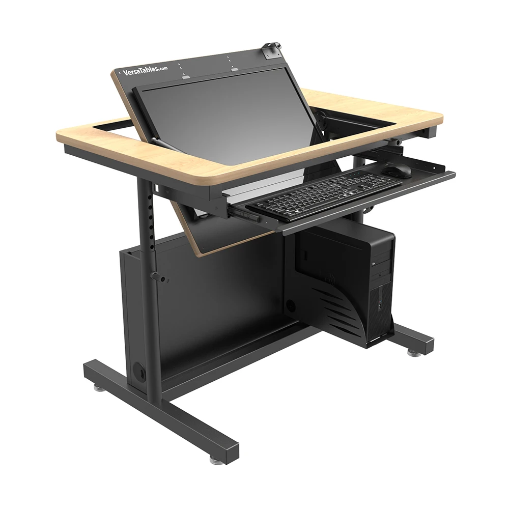 VersaDesk Revolution Adjustable Height Computer Desk  Black/Maple