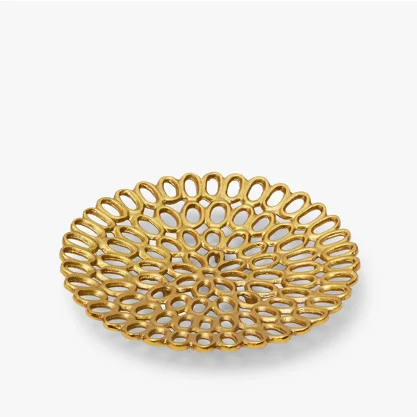 Golden Color Hot Selling Decorative Aluminum Tray For Christmas and Gift Decor Elegant Design Round Shape For Home Decorative