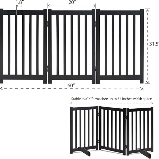 Classic Wood Dog Gate Freestanding Indoor Barrier for Safe Access Control