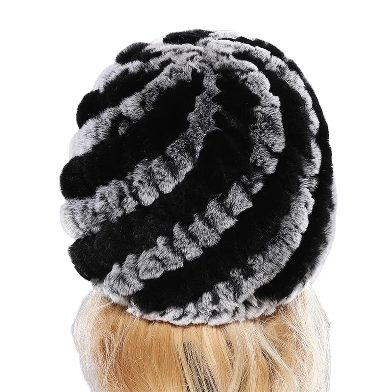 Women Winter Warm Real Rex Rabbit Fur Hat Snow Cap Winter Hats for Women Girls Real Fur Knit Skullies Beanies Natural Fluffy Cap